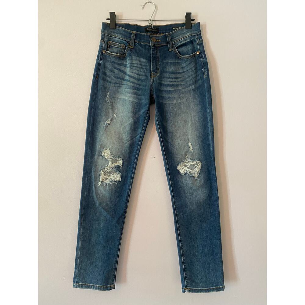Judy Blue Boyfriend Fit Jeans Medium Wash Mid Rise Distressed Women size 5 / 27